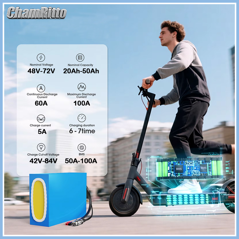 48V 52V 60V 72V 2000W Baterai  - 60V 50Ah Electric Scooter Battery ulasan dan harga